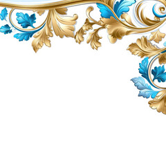 Obraz premium Azure gold luxury decorative Filigree Elaborate on white Background, AI Generated