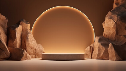 Stone and Rock podium background, minimalist mockup for product display or showcase - obrazy, fototapety, plakaty