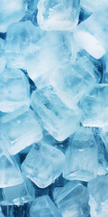 Obraz premium Ice cubes bluish background. Frozen water. Cold fresh concept. Generative AI