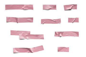 Realistic Pink Tape Collection Isolated Background