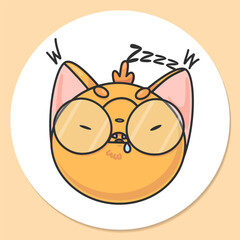Vector illustration of little cute fox sticker ZZZ