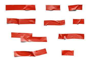 Realistic Red Tape Collection Isolated Background