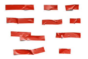 Realistic Red Tape Collection Isolated Background