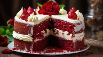 Obraz na płótnie Canvas A decadent red velvet cake