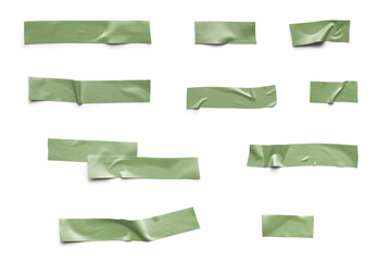 Realistic Light Green Tape Collection Isolated Background