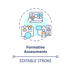 2D editable multicolor icon formative assessments concept, simple isolated vector, MOOC thin line illustration.