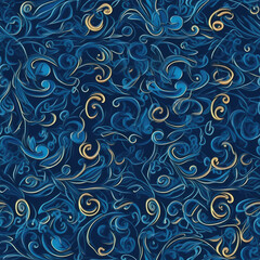 Blue royalty seamless pattern backgroud, AI Generated