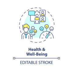 2D editable multicolor icon health and wellbeing concept, simple isolated vector, MOOC thin line illustration.