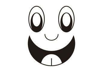 Icono negro de cara feliz en fondo blanco