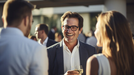 Man with glass of wine, alumni events and networking opportunities