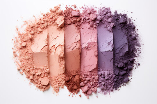 crushed eye shadow powder palette on a white background