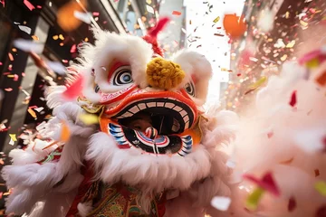Fototapeten Traditional colorful chinese lion © Zaleman