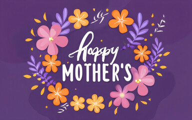 Elegant Purple Flower Happy Mothers day Poster Generative AI