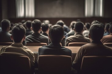 Audience crowd at business conference, generative ai.