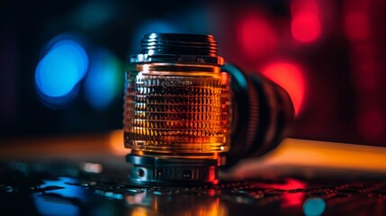 Electrifying Music Bar: Embrace the Night with DJ Beats, Vintage Records and Ambience, generative AI