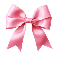 Lovely pink ribbon bow isolated on white background