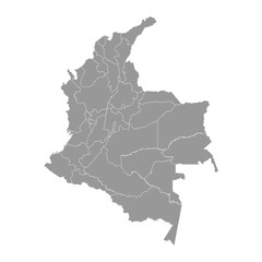 Colombia map with administrative divisions. - obrazy, fototapety, plakaty