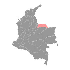 Arauca department map, administrative division of Colombia.