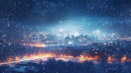 Fototapeta na wymiar Christmas weather city, generative ai.