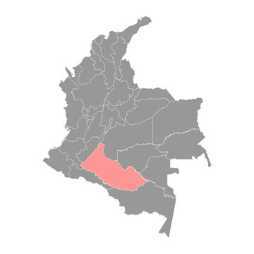 Caqueta department map, administrative division of Colombia.
