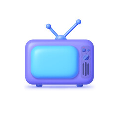 Tv 3d in retro style on white background. Retro vintage style. Vector illustration design