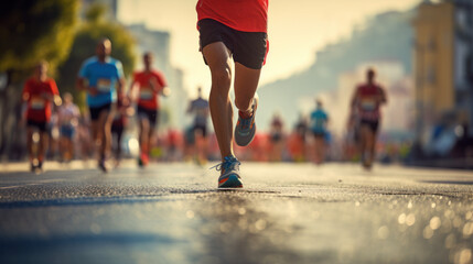 Legs running, marathon concept. 