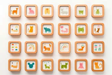 コルク調の可愛いい動物のフレームイラスト（3Dピクト）