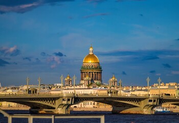 View of St. Isaac's Cathedral, cityscape of Saint Petersburg 