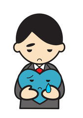 泣くハートを持つビジネスマン