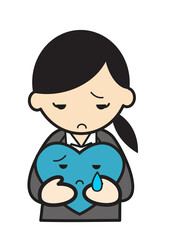 泣くハートを持つビジネスウーマン