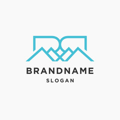 Brand mountain logo line style template vector illustration design	