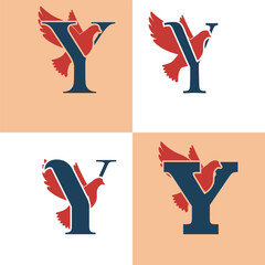 : Initials Logo Design Alphabet Letter Y I Bird Logo Design Concept