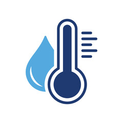 Water Temperature Indicator Silhouette Icon. Mercury Thermometer and Water Drop Color Pictogram. Temperature and Humidity Level Icon. Isolated Vector Illustration.