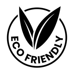 Black Eco Friendly Icon with V Shaped Leaves 8
