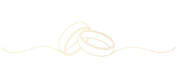 wedding ring golden line art style. invitation, valentine element	