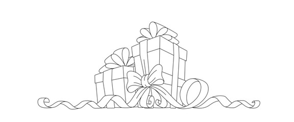 gift box line art style. Element birthday, merry christmas, valentine vector