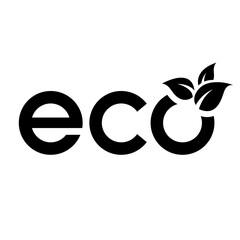 Eco Icon with Black Lowercase Letters and 3 Leaves