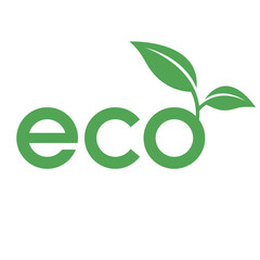 Eco Icon with Green Lowercase Letters and 2 Leaves