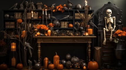 Fototapeta na wymiar Halloween room interior
