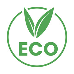 Green Eco Friendly Icon with V Shaped Leaves 10