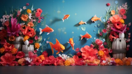 fishes in  beautiful wall