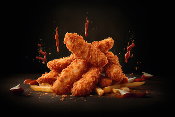 Fried chicken Wings with Kethcup, Generative AI
