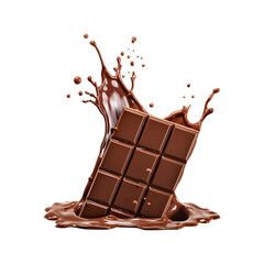 chocolate bar and splash isolated on transparent background Remove png, Clipping Path