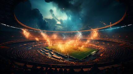 Burning stadium.