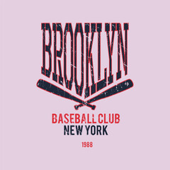 BROOKLYN COLLEGE PRINT. BASEBALL CLUB NEW YORK CITY  ARTWORK FOR APPAREL.