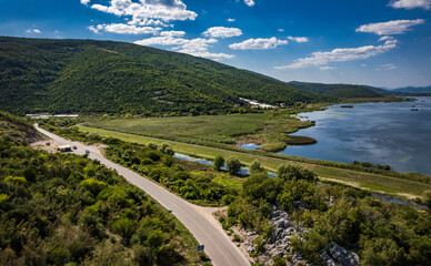 Aerial drone view of National Park - Hutovo Blato, Bosnia and Herzegovina