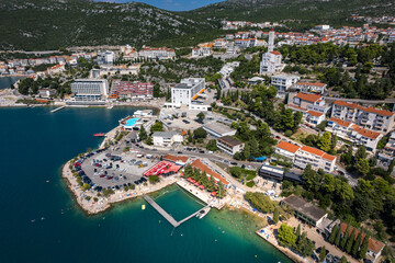 Panoramic Aaerial view of Neum, only coastal town in Bosnia and Herzegovina. 
