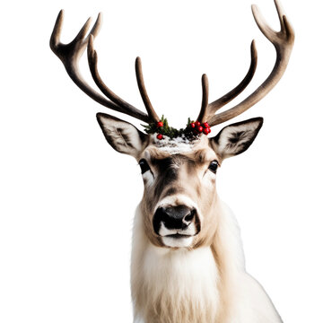 reindeer head isolated on white background