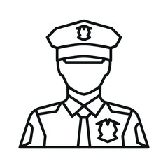 Policeman linear icon. Police officer. Thin line illustration.