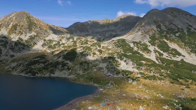 Aerial of glacier lake in Romania